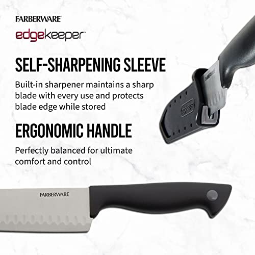 Farberware EdgeKeeper 5" Santoku Knife Pack of 12 with Self-Sharpening Blade Cover - Black/Gray