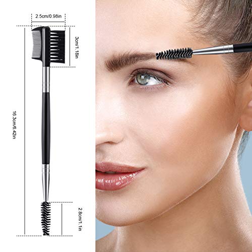 Patelai 3-in-1 Eyebrow Brush and Eyelash Comb Tool - 3 Pack Black