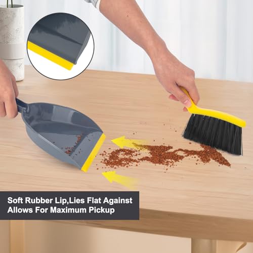 Yellow Mini Dustpan and Broom Set - Handheld Combo for Home & Car
