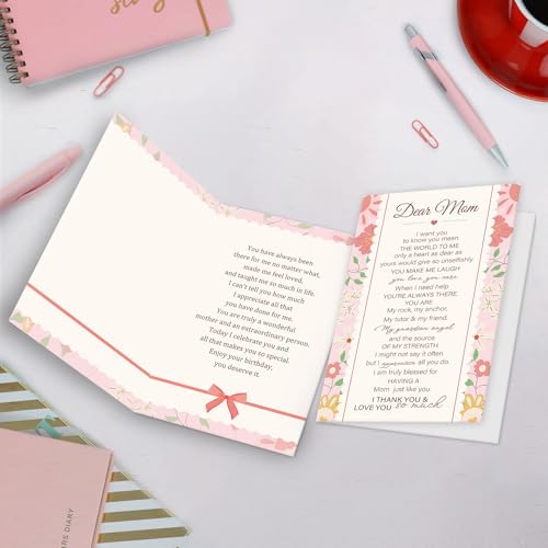 Heartfelt Mom Birthday Card from Son or Daughter - Elegant Design