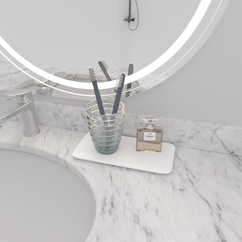 YEECOPON White Ceramic Bathroom Soap Tray 8.3 x 3.9-inch Rectangular Vanity Stone