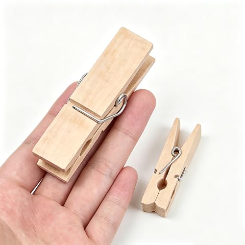 24-Piece Large Wooden Clothespins - 2.85-Inch Heavy Duty Clips for Crafts