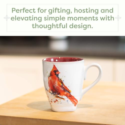 Watercolor Red Cardinal Mug - Handcrafted Ceramic Coffee Cup