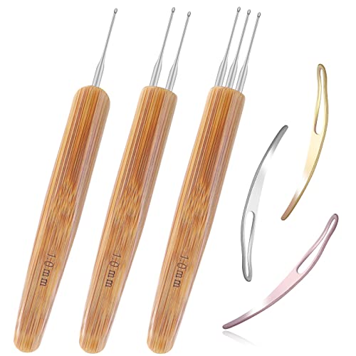 AGBOLO 6-Piece Dreadlock Crochet Needle Kit 1.0mm with Interlocking Tools