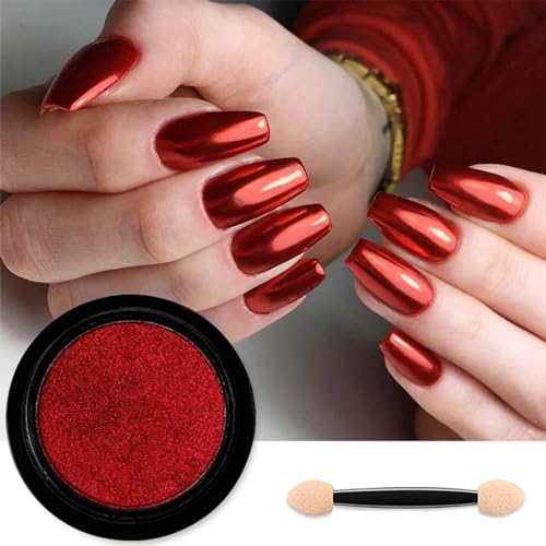 Furimuk Red Chrome Nail Powder Mirror Effect Metallic Pigment Dust