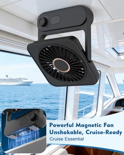 Portable Magnetic Mini Fan - 4000mAh Rechargeable, Black, Small