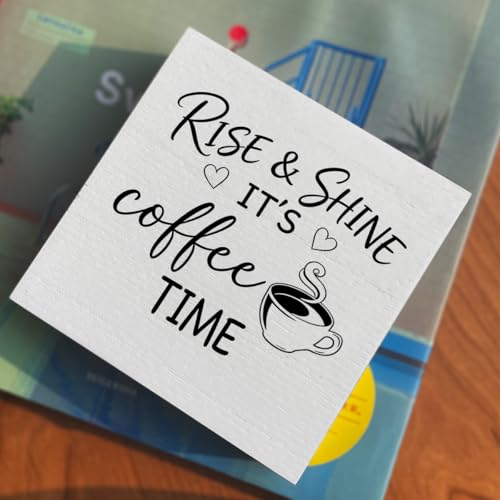 Rustic Farmhouse Coffee Bar Sign 5x5 Wood Box Plaque