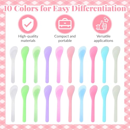 20Pcs Makeup Spatula Scoops - Reusable Plastic Cosmetic Cream & Mask Spoons