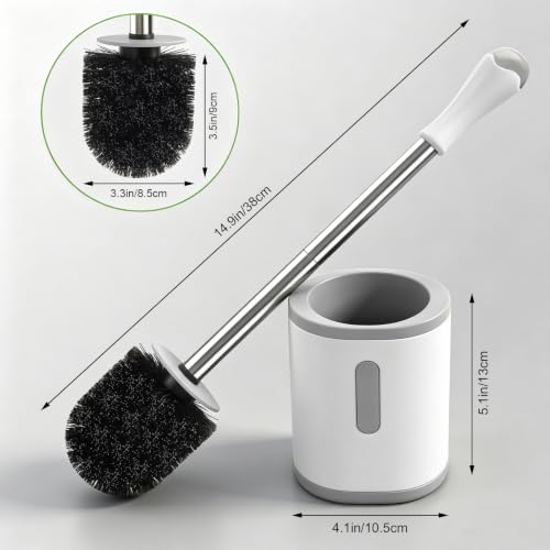AONEZ Compact Toilet Brush & Holder with Stainless Steel Handle