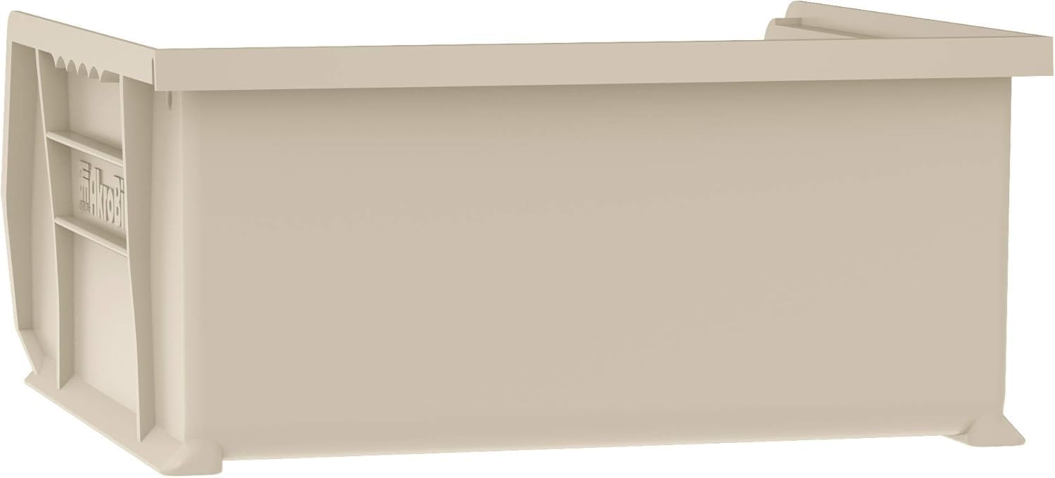Akro-Mils Plastic Storage Bins - Space-Saving Stackable Organizers for Garage & Pantry | 11" x 11" x 5", Stone, 6-Pack