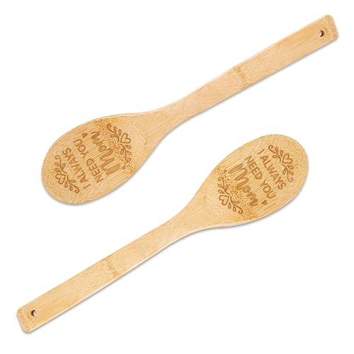 Bamboo Wooden Cooking Spoons Set - 12" Nonstick Kitchen Utensils