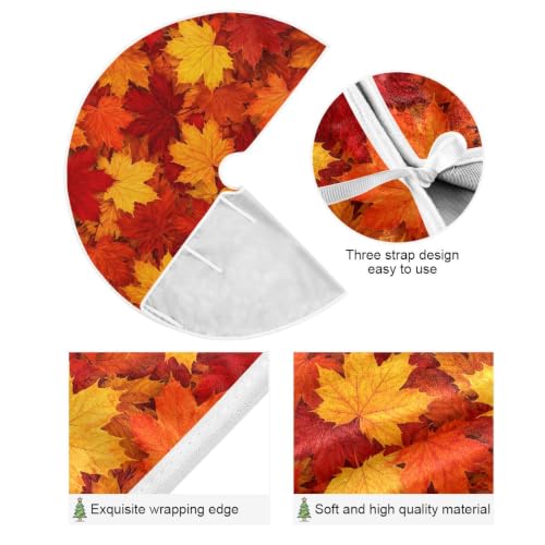 SUABO Autumn Leaves Christmas Tree Skirt 48 Inch Fall Holiday Decor