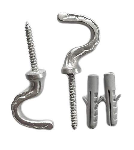 4 Silver Decorative Brass Hooks - 2.5" Wall Mount Storage