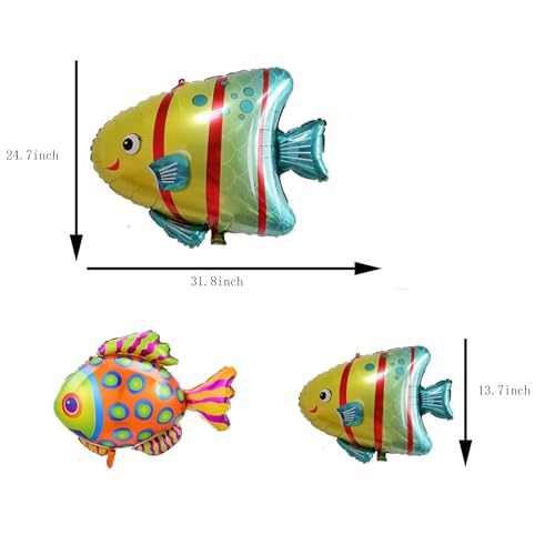 9PCS Under the Sea Fish Balloons Set - Clownfish & Tropical Sea Creatures Foil Balloons for Baby Shower & Party Decorations