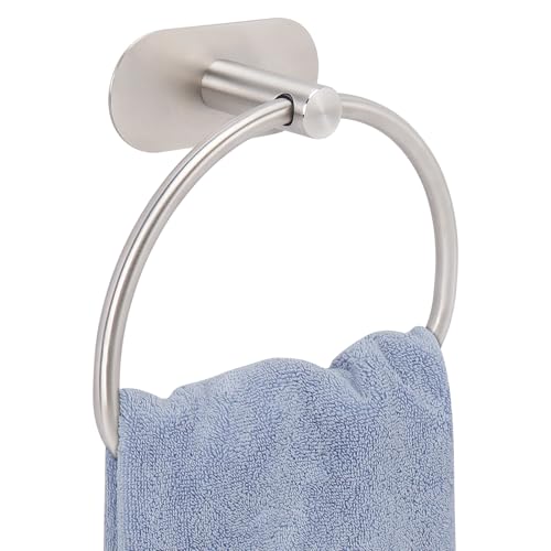 Livabber Brushed Nickel Towel Ring - 304 Stainless Steel Self-Adhesive