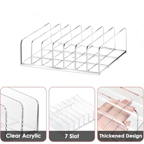 WECHENG 2 Pack Acrylic Makeup Palette Organizer - 7-Section Clear Holder for Vanity & Countertop