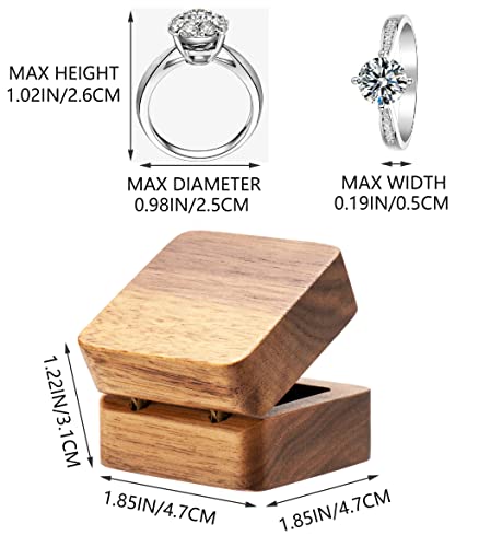 COSISO Walnut Wood Engagement Ring Box with Black Inner | Proposal & Gift Storage
