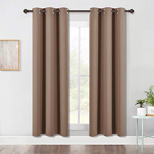 NICETOWN Blackout Curtains - 42" x 72" Thermal Insulated Grommet Drapes, Cappuccino (Set of 2)