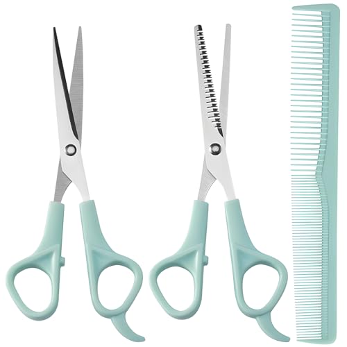 Kootinn Professional Hair Cutting Scissors and Thinning Shears Set, 6 Inch Stainless Steel Barber Shears with Comb