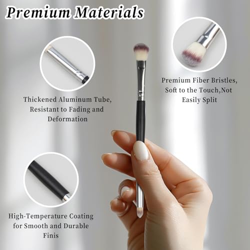 Zoolinn 3PCS Double-Ended Eye Makeup Brush Set with Soft Synthetic Bristles