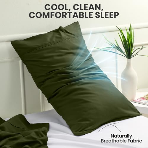 Utopia Bedding Queen Pillow Cases Set of 4 - Soft Microfiber, Olive
