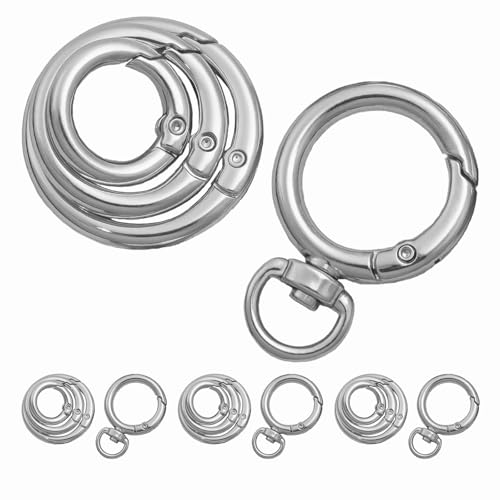 16Pcs Keyrings Silver Carabiner Key Chain Clip Premium Round Spring Clasps-Decorative Metal Connectors for DIY Accessories | Hang-Plated Finish | Durable Lightweight Fasteners(16Pcs Silver)