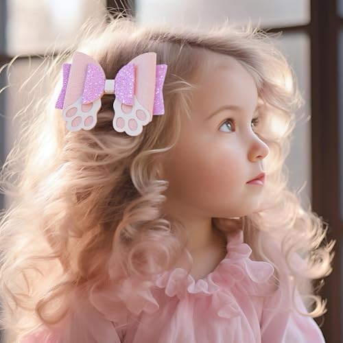 Winthrop 4 Pcs Easter Hair Clips Glitter Rabbit Bow Hair Barrettes for Women and Girls