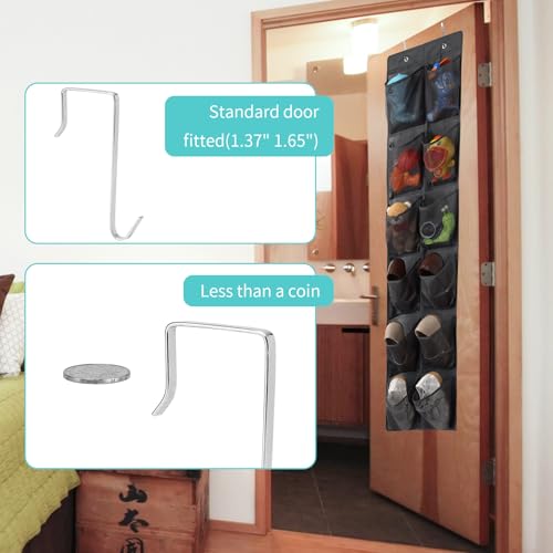GOMAJI 12-Pocket Over-the-Door Hanging Shoe Organizer, Dark Gray