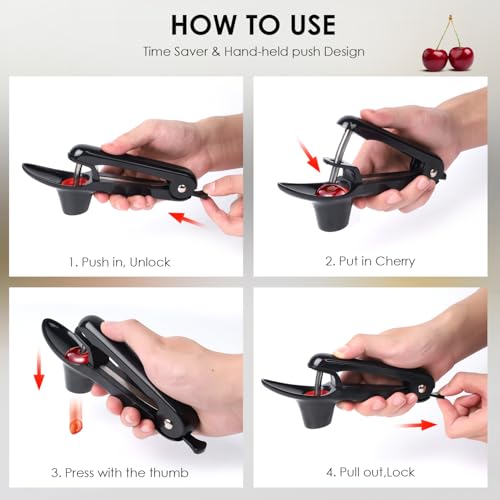 Stainless Steel Cherry Pitter Tool - 2 Pack with Push Design