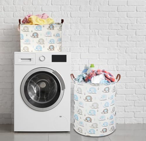 Blue Elephant Storage Basket - Collapsible with Handles