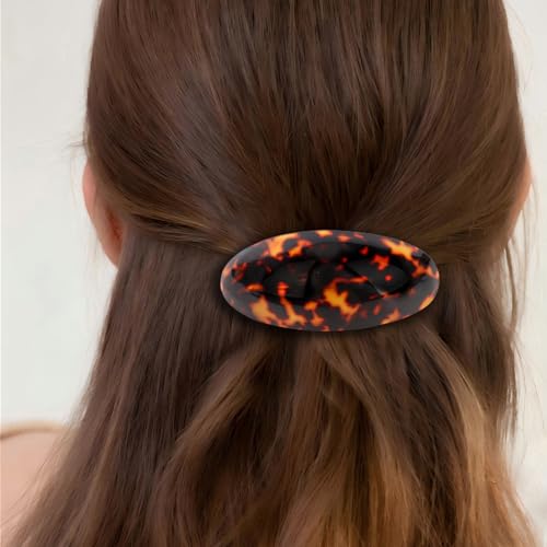 Tortoise Shell French Hair Barrettes for Thick and Thin Hair (5-Pack)