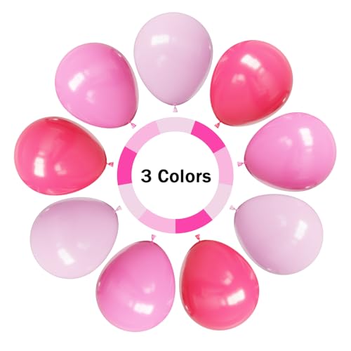 Hiquaty 50-Piece Pink and Rose Red Latex Balloon Set for Party Decor