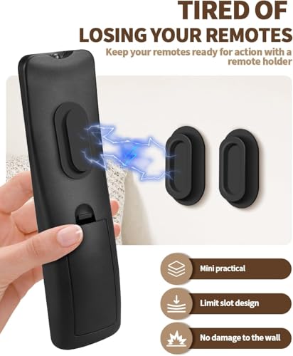 AMAZYC 6 Pack Magnetic Remote Control Holder, Black - No-Drill Wall Mount