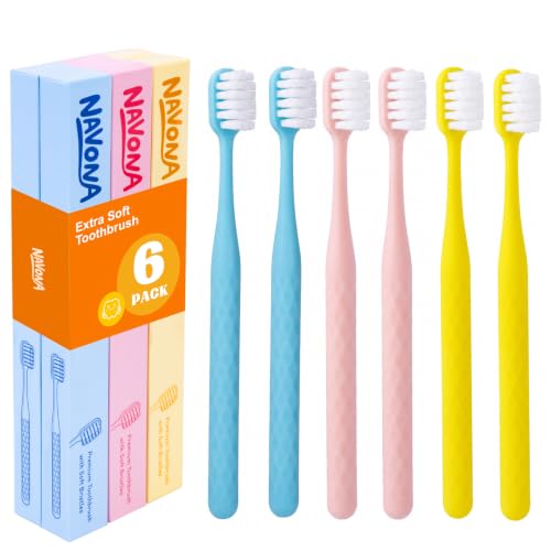 Navona 6-Pack Extra Soft Nano Toothbrushes for Sensitive Gums & Teeth