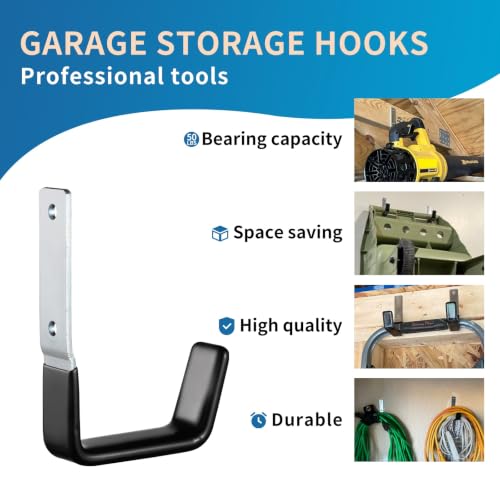GeeWatom Heavy Duty Steel Garage Hooks - Small 2PC Anti-Slip Utility Hooks