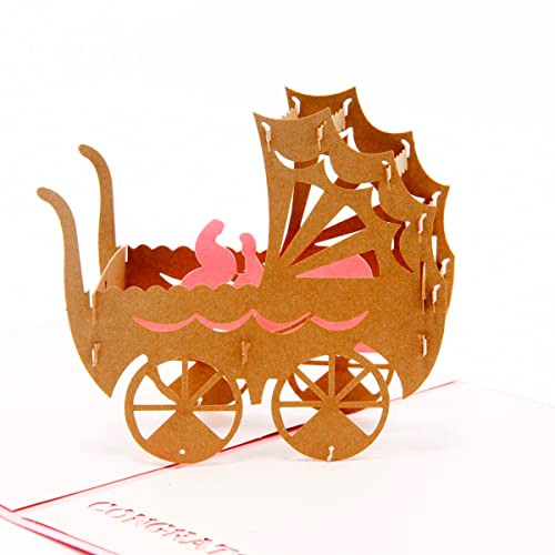 3D Baby Shower Pop Up Card - Newborn Girl Congratulations