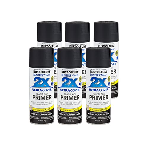 Rust-Oleum Painter's Touch 2X Spray Primer, Flat Black, 6 Pack