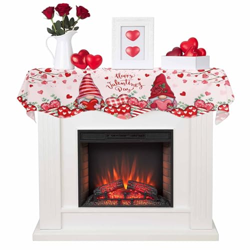 Valentine's Day Gnome Mantel Scarf 70x17in Fireplace Decor Runner