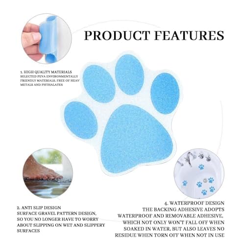 Non-Slip Bathtub Stickers - 20 Paw Print Anti-Slip Decals