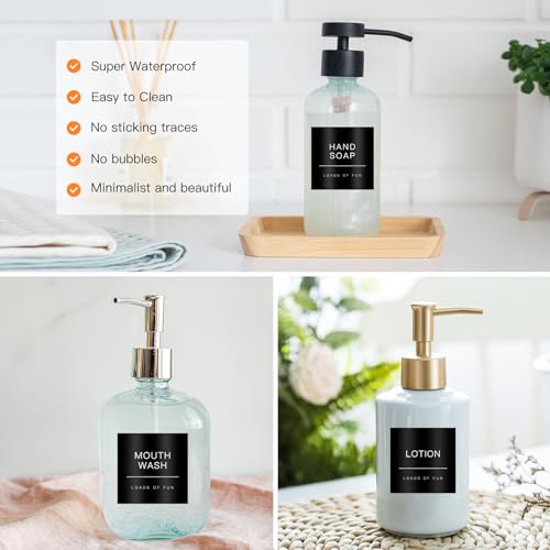 24 PCS Waterproof Bathroom Soap Labels, 2.6x2.6 Inch Minimalist Bottle Decals