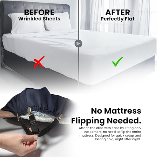 Adjustable Bed Sheet Holders - 4 Pack with Durable Elastic Straps