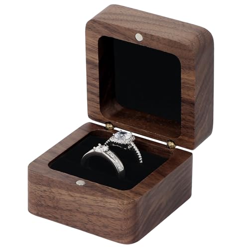 Vintage Wooden Ring Box for Wedding & Engagement - 2 Slots