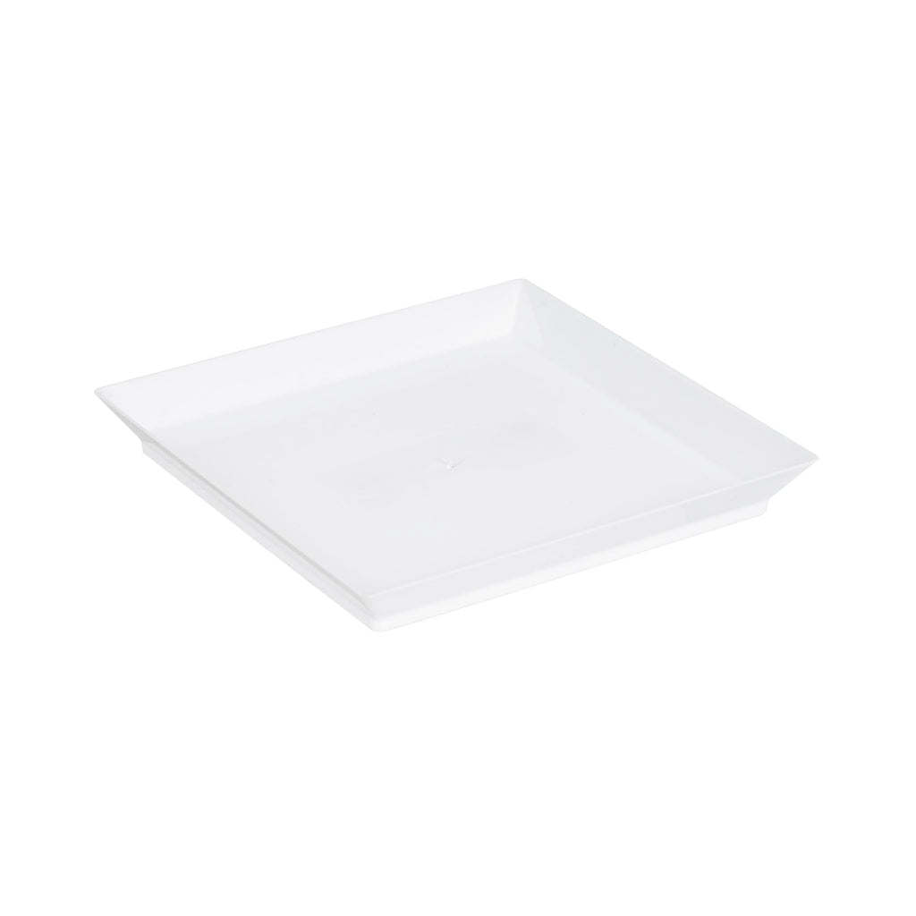 Restaurantware 5 x 5 Inch Mini Tasting Plates 100 Disposable Square Plastic Plates - Durable Stylish White Plastic Hors D'oeuvre Serving Plates For Desserts Or Appetizers At Parties