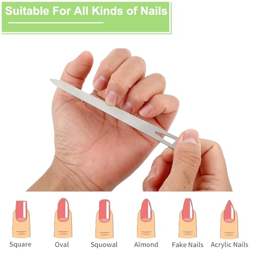 6 Pack Stainless Steel Nail File Set with Pointed Tip - 5.5 Inch