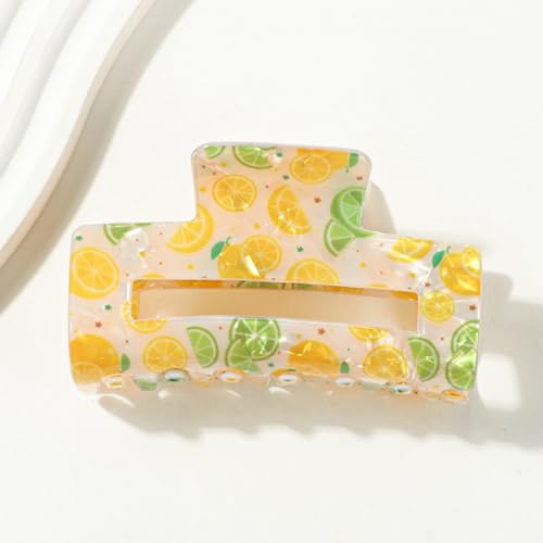 Lemon Hair Claw Clip - Non-Slip Resin Square Summer Fruit Hair Jaw Clamp