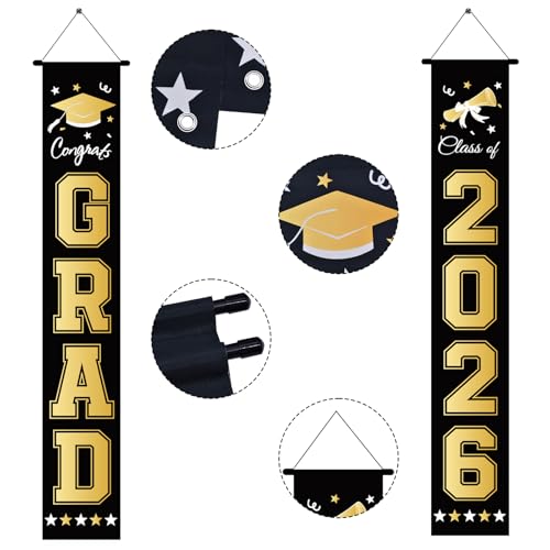 Graduation Door Banner Set - GRAD & Class of 2026, 71x12 in