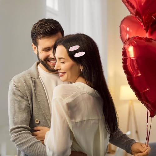 CURASA Valentine's Day No Crease Hair Clips 6PCS Heart Hair Barrettes