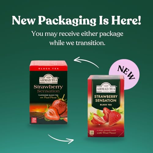 Ahmad Tea Strawberry Sensation Black Tea, 120 Count Tagged Tea Bags