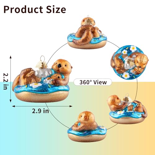 Glass Sea Otter Christmas Ornament - Hand-Painted Holiday Tree Decoration
