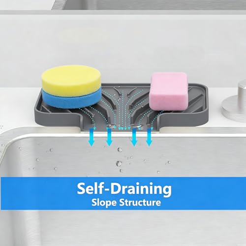 JIUBAR Self-Draining Kitchen Sponge Holder - 8" x 4" Heat-Resistant Tray